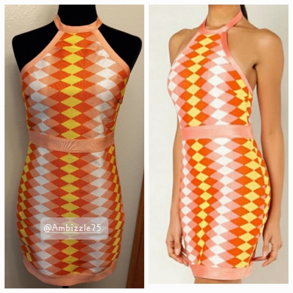 WoW Couture Bandage Knit Diamond Pattern Bodycon Dress Date Night